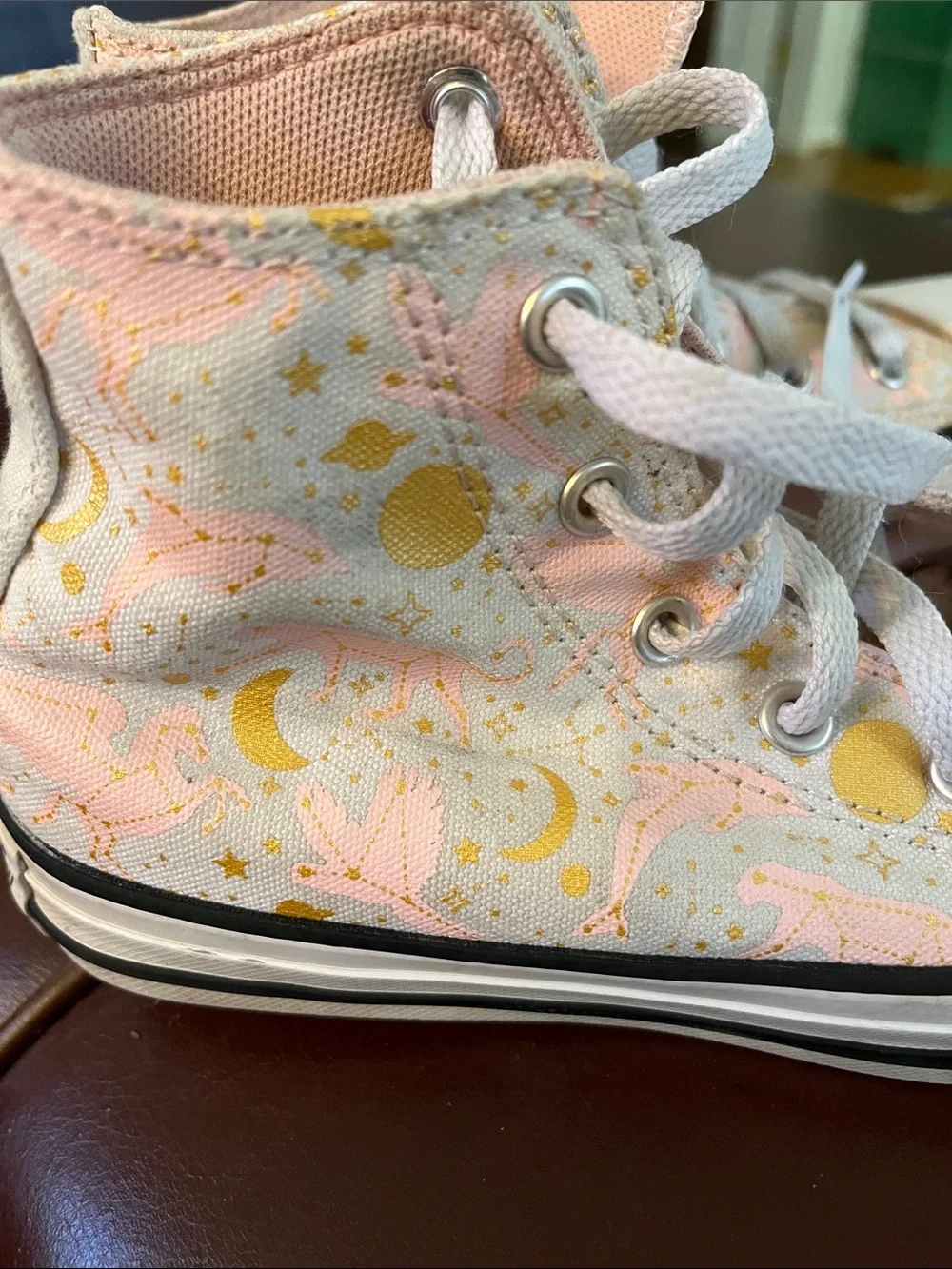 Converse Kids Pink High-Top Sneakers with Gold Accents